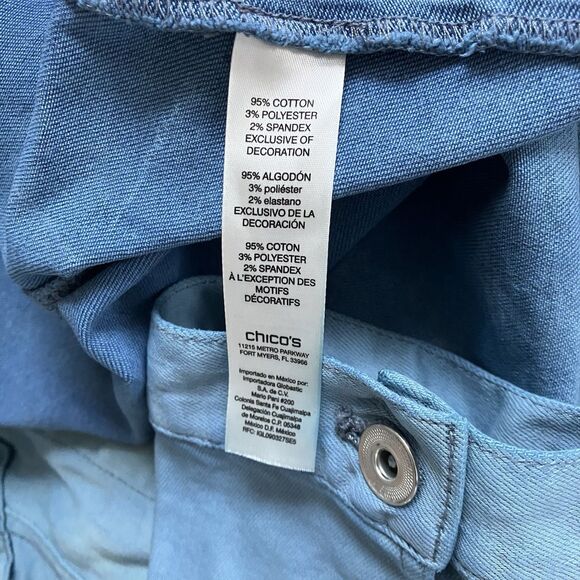 CHICO’S sz S / sz 0 Pigment Blue Cotton Stretch Classic Denim Jeans Jacket - Picture 6 of 6